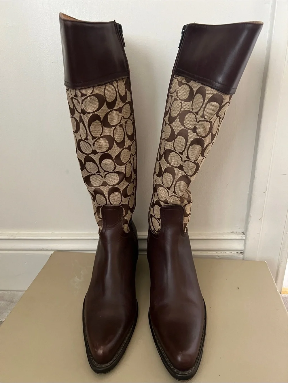 Coach Brown Signature Canvas Over-the-Knee Boots